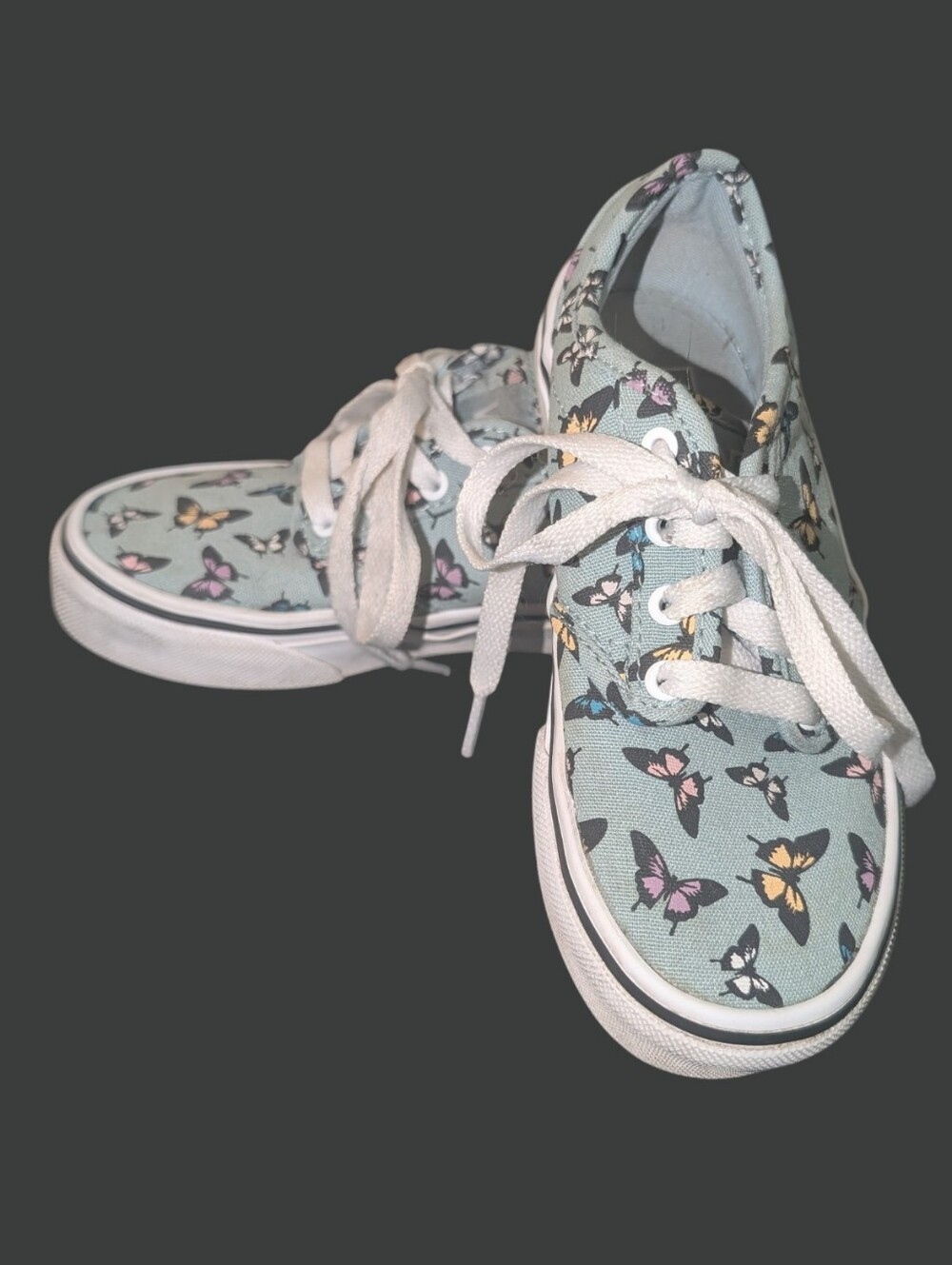 VGUC Vans Youth Butterfly Print Atwood Sneakers  Light Blue Size 12 Canvas Girls